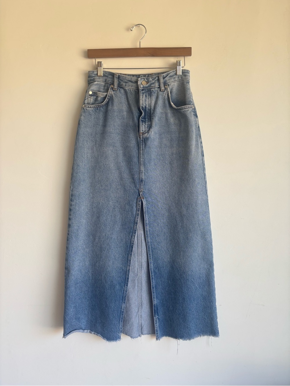 Pilcro Light Blue Denim Midi Skirt